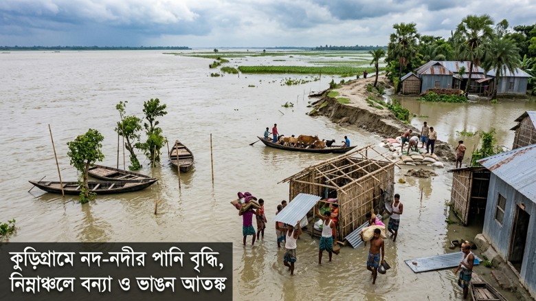 কুড়িগ্রামে বন্যা পরিস্থিতি: দ্রুত বাড়ছে পানি, সতর্ক অবস্থানে